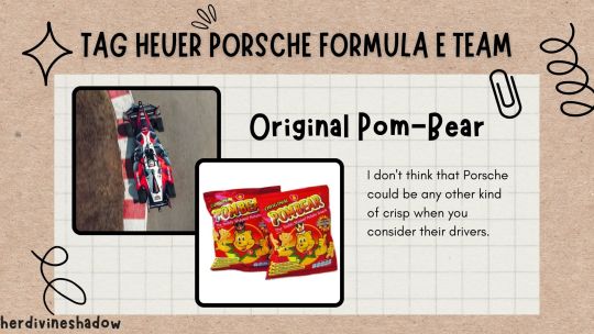 Tag Heuer Porsche Formula E Team - Original Pom-Bear. I don’t think that Porsche could be any other kind of crisp when you consider their drivers.